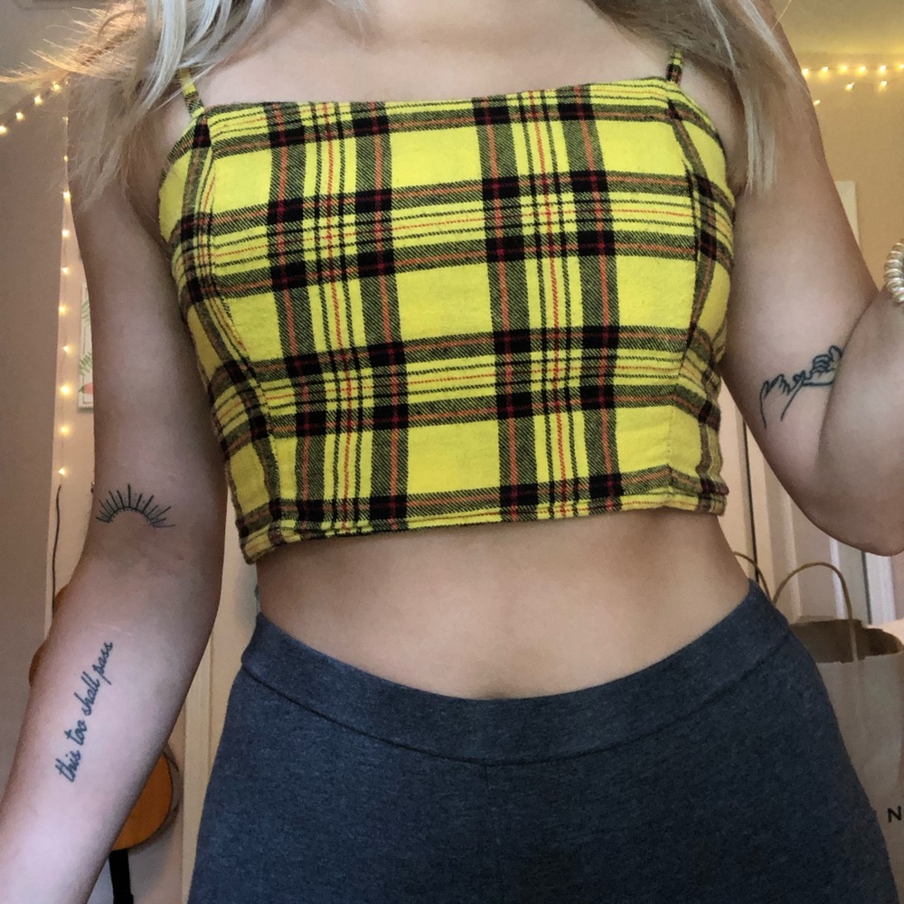 yellow plaid tank top